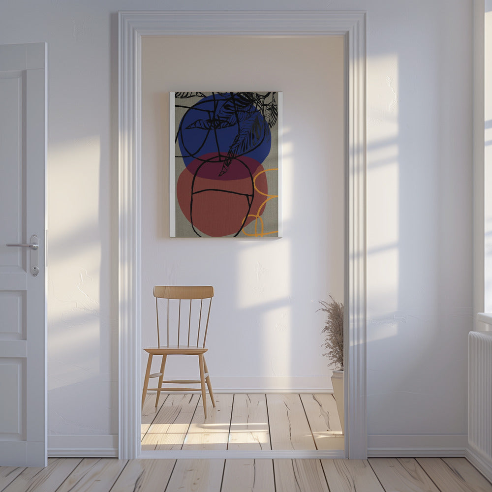 Woodblock Leaf Purple Blue Red Abstract 3 Final | Canvas