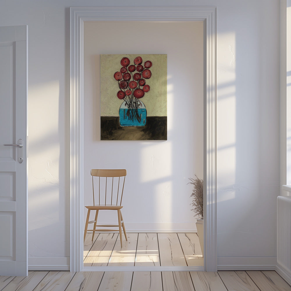 Poppies in Vase Tan | Canvas