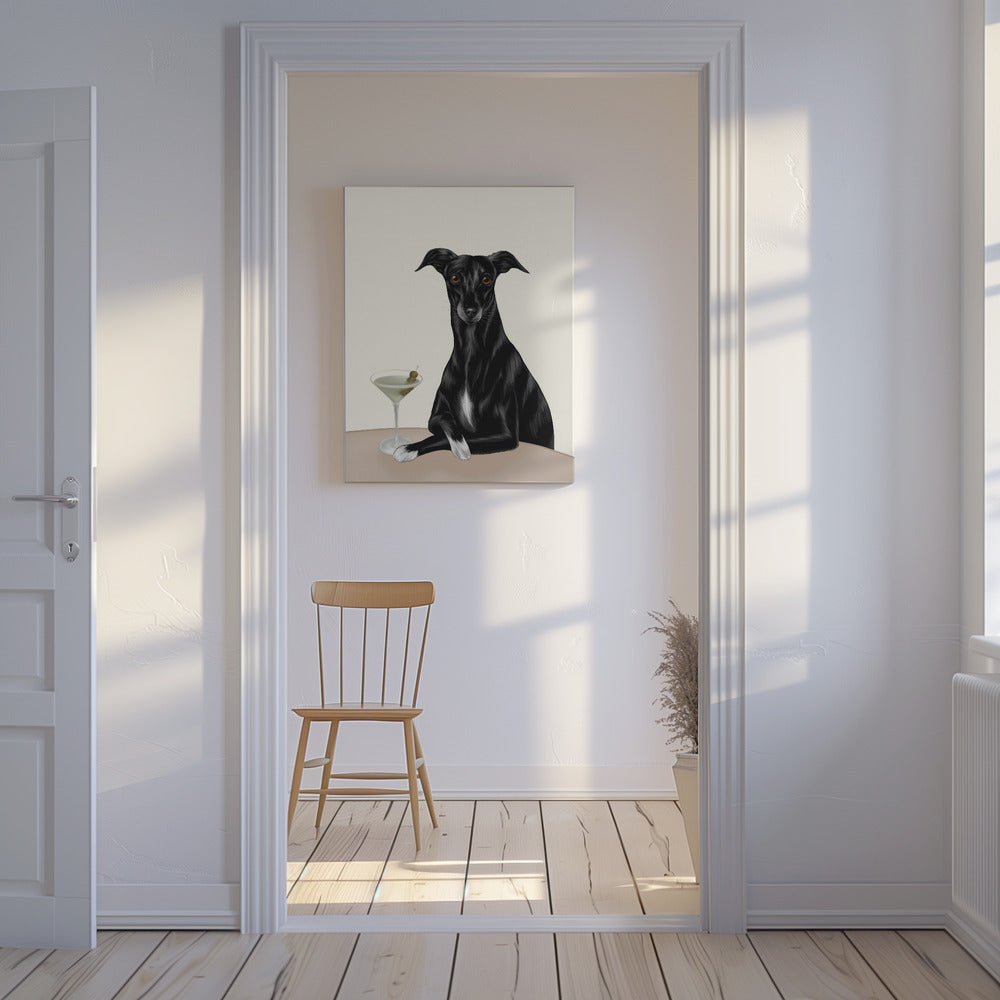 Classy Greyhound with Martini | Canvas