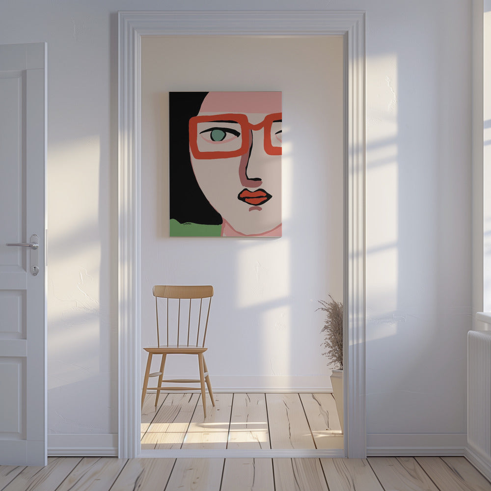 Lady with red glasses | Canvas