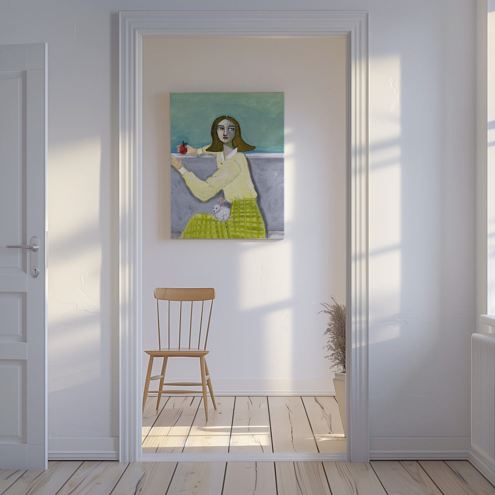 Lady Sitting with Rabbit | Canvas