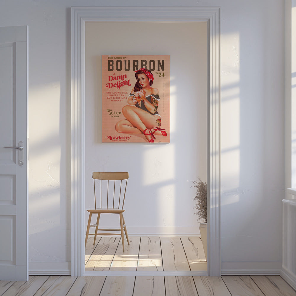 Bourbon Babes Vol 22 Vintage Pinup Girl Drinking A Cocktail | Canvas