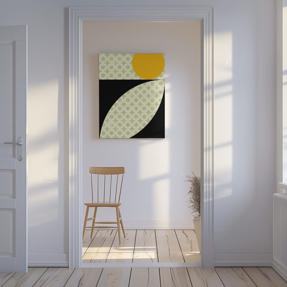 Geometric Shapes with a Bold Yellow Circle | Canvas