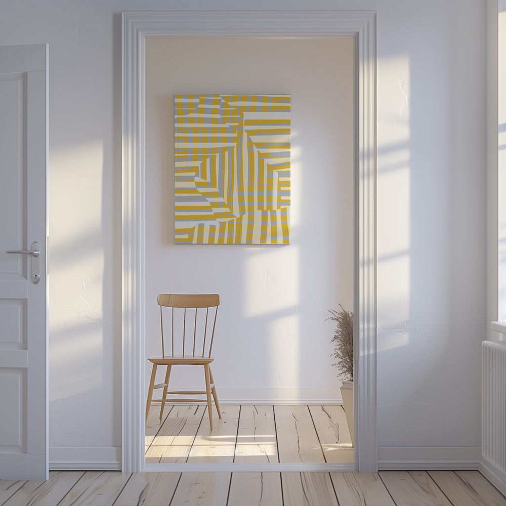 Yellow line and stripe with grey variation | Canvas