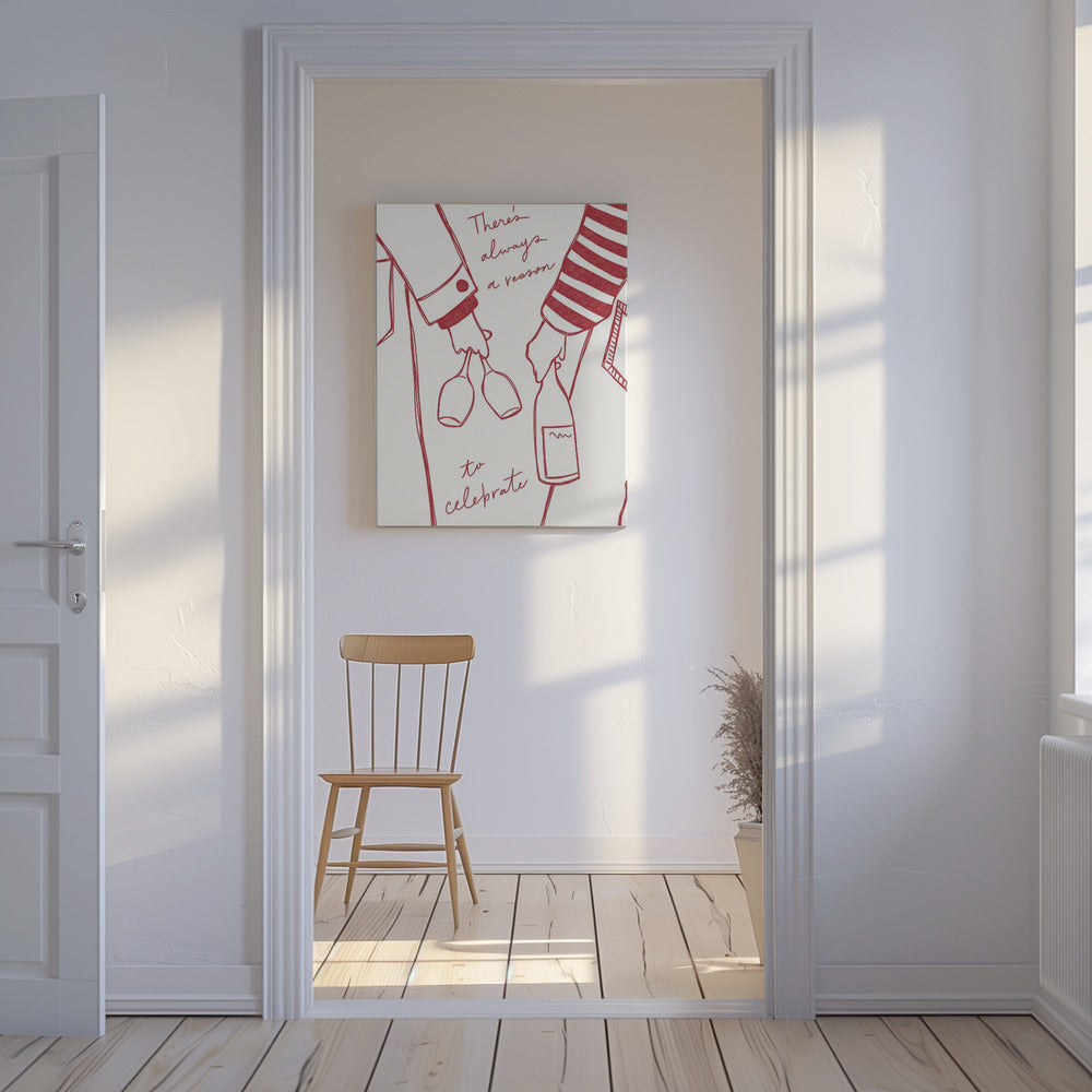 Woman holding wine bottle and wine glass (Red) - Wine Vin Rouge Femme | Canvas