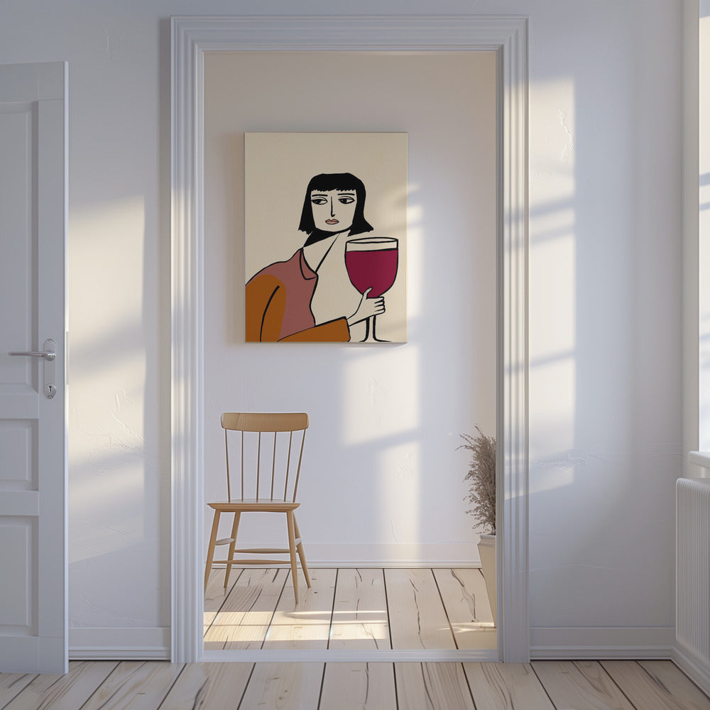 Ladying drinking wine | Canvas