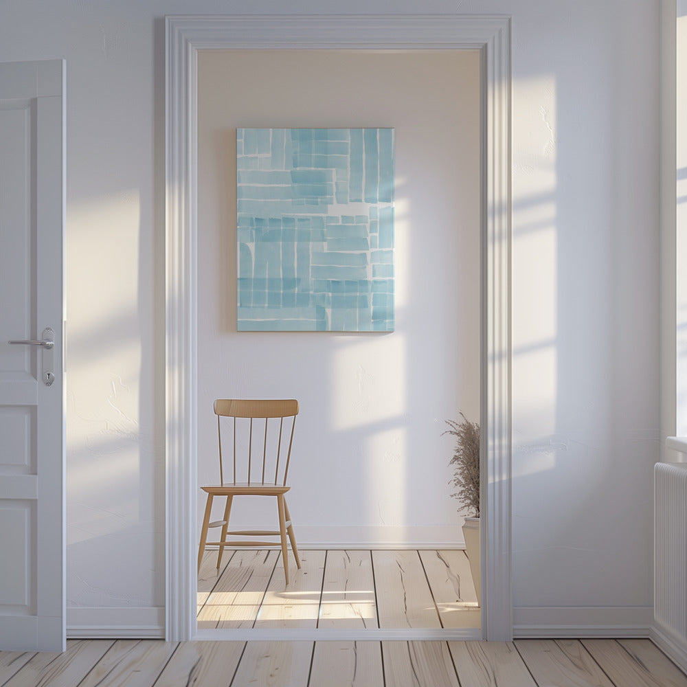 Light Blue Watercolour Grid Wash 3 | Canvas