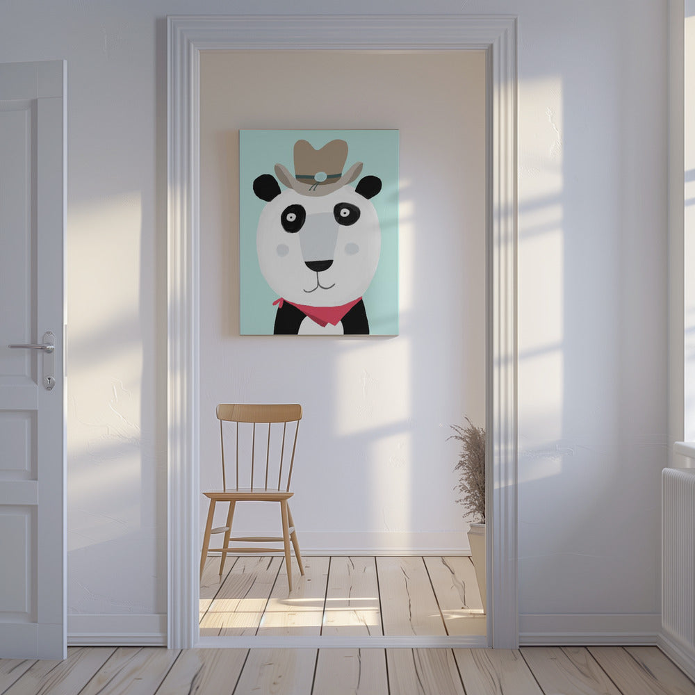 Funny Panda with Cowboy Hat by Artist Carla Daly | Canvas
