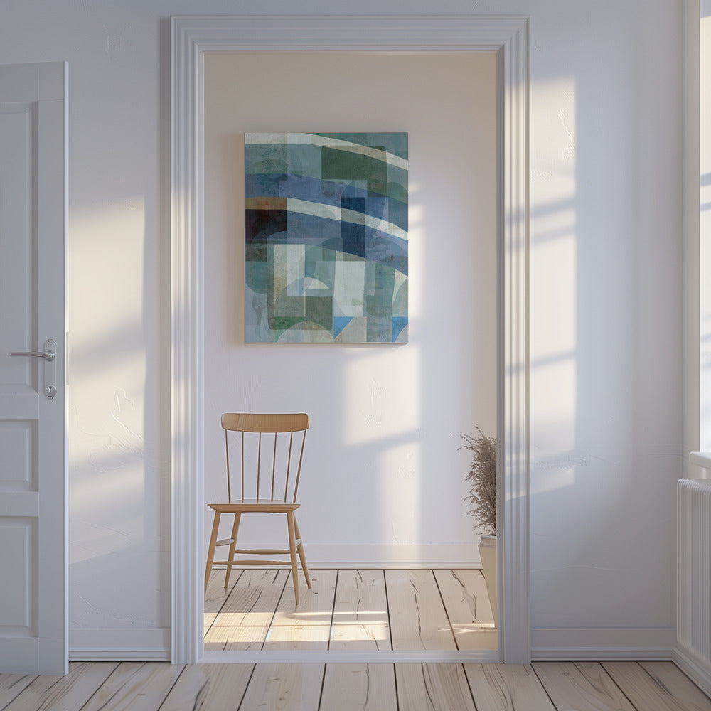 Abstract Blue and Neutral Shapes 1 | Canvas