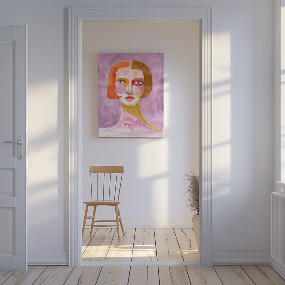 Lady with Bob haircut Mauve Lilac | Canvas