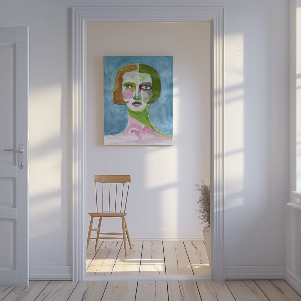 Lady with Bob haircut Blue | Canvas