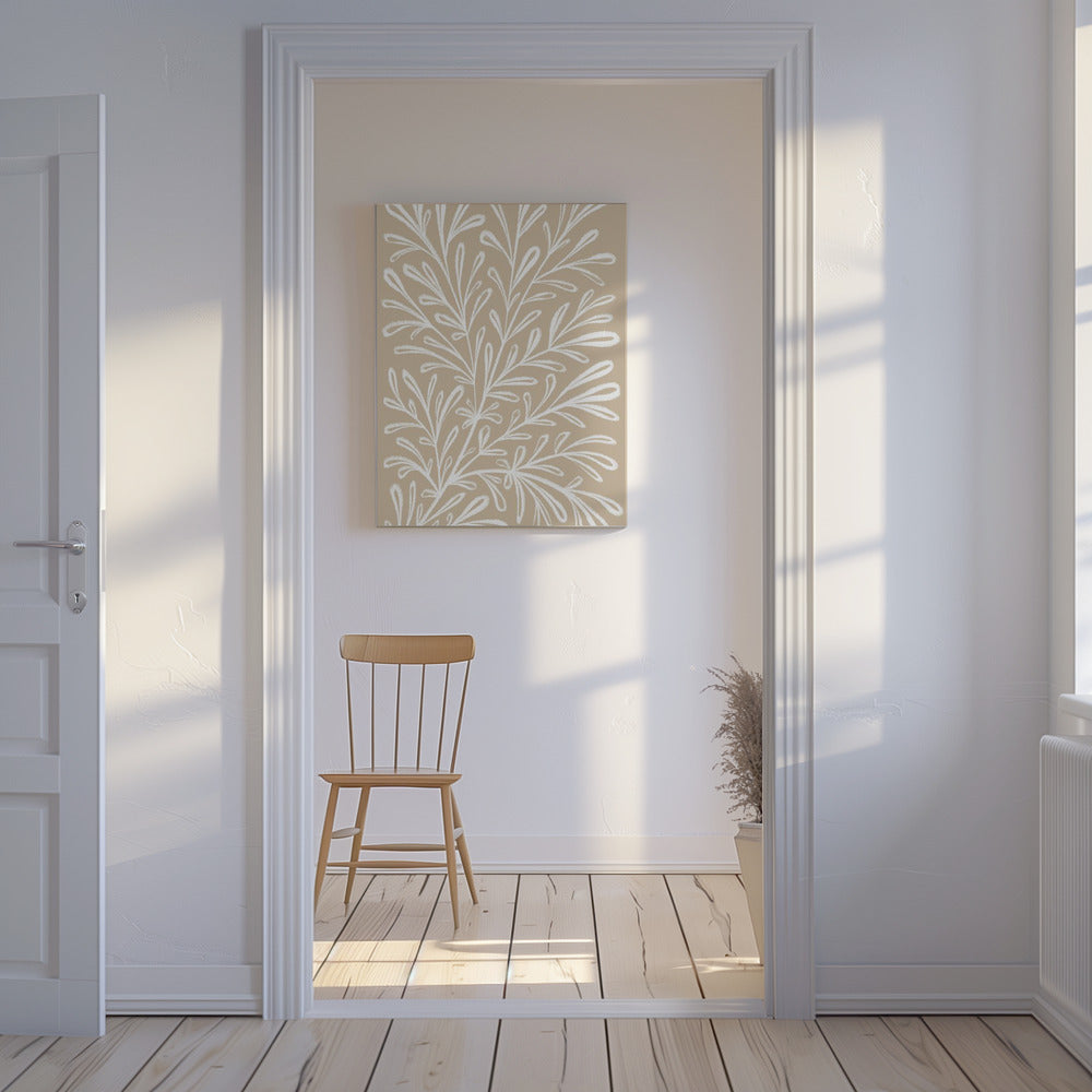 Beige White Plant | Canvas