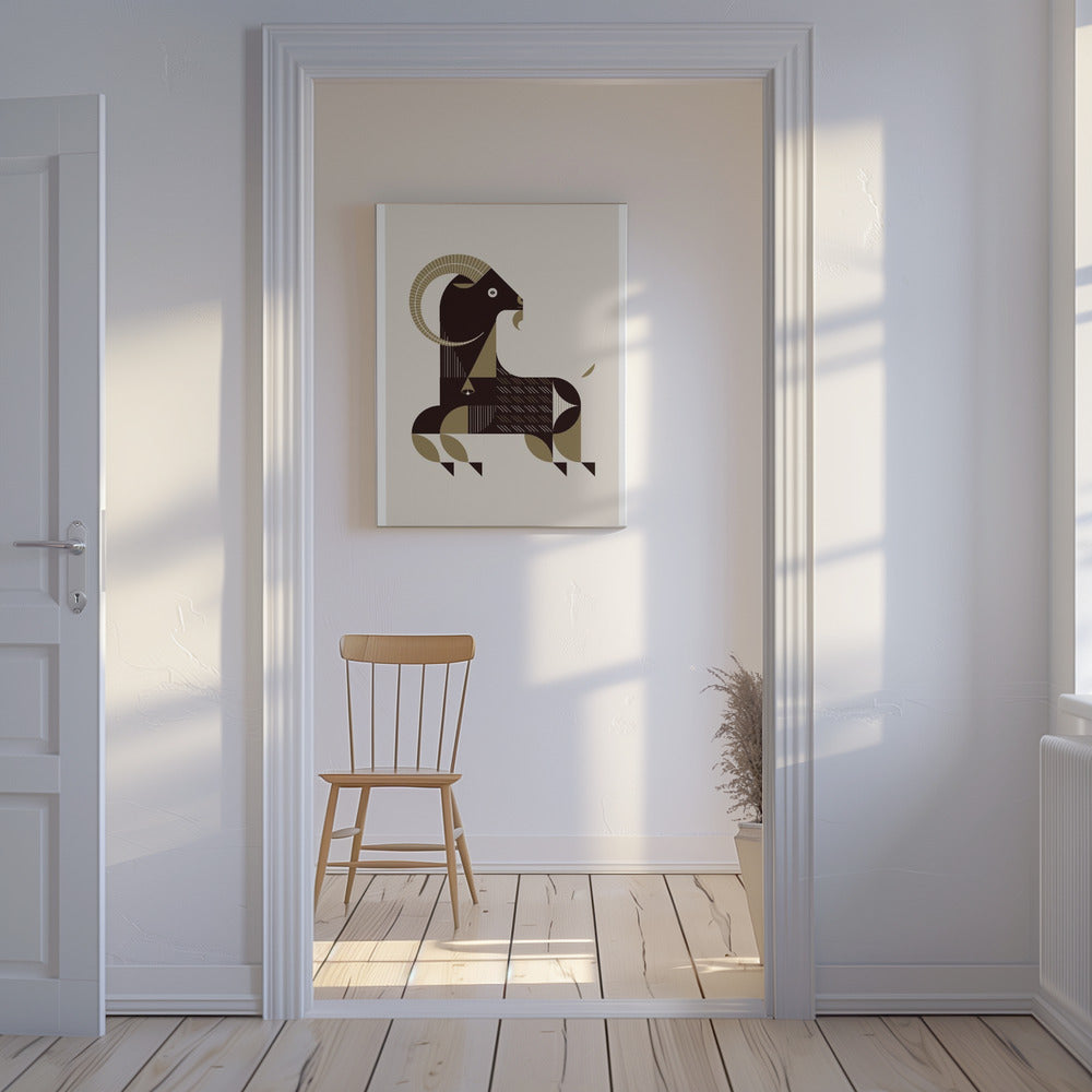 Golden Animals - Kri Kri Goat (White) | Canvas