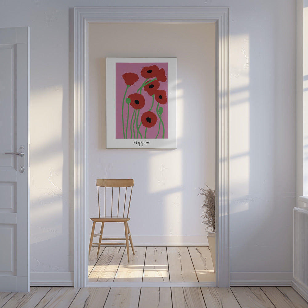 Poppies Flowers pink and red | Canvas
