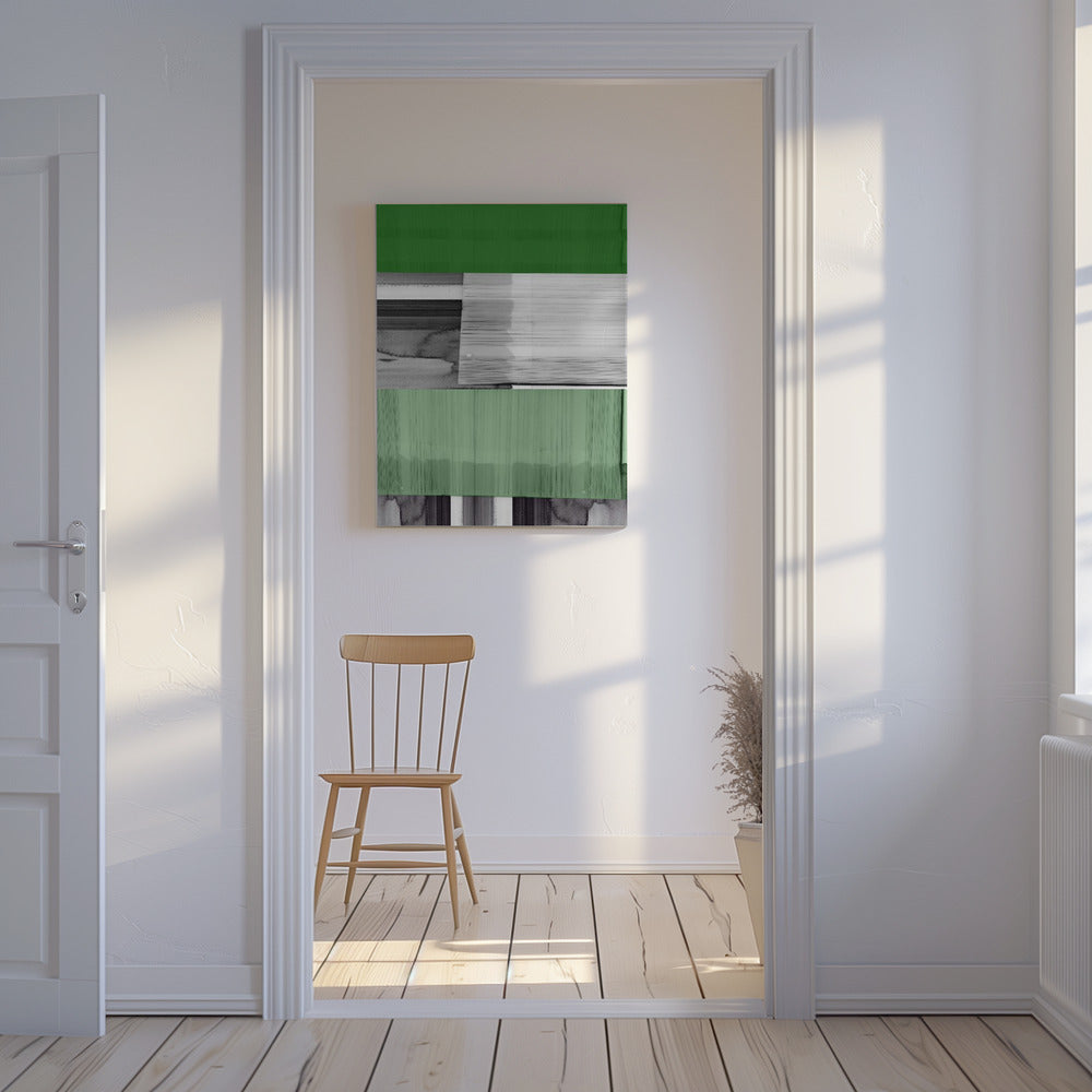 Abstract Black White Green Grey 1 | Canvas