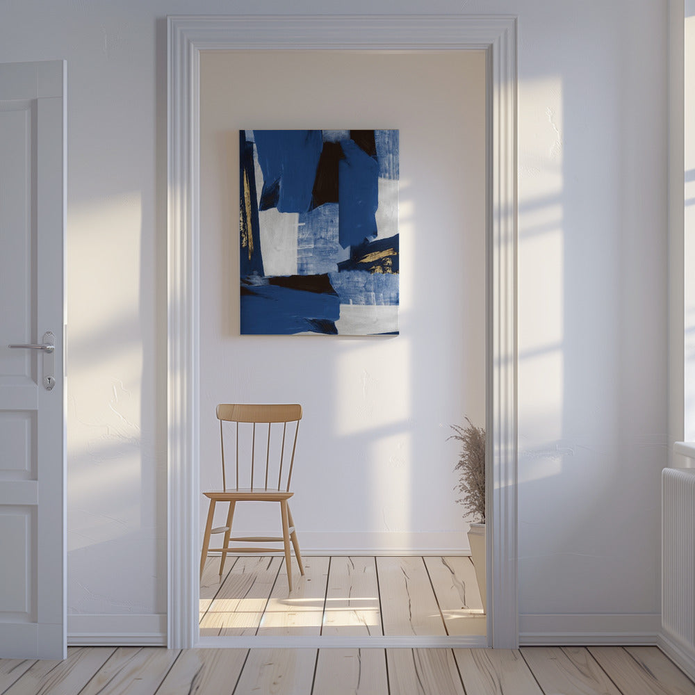 Navy Gold Shapes 1 | Canvas