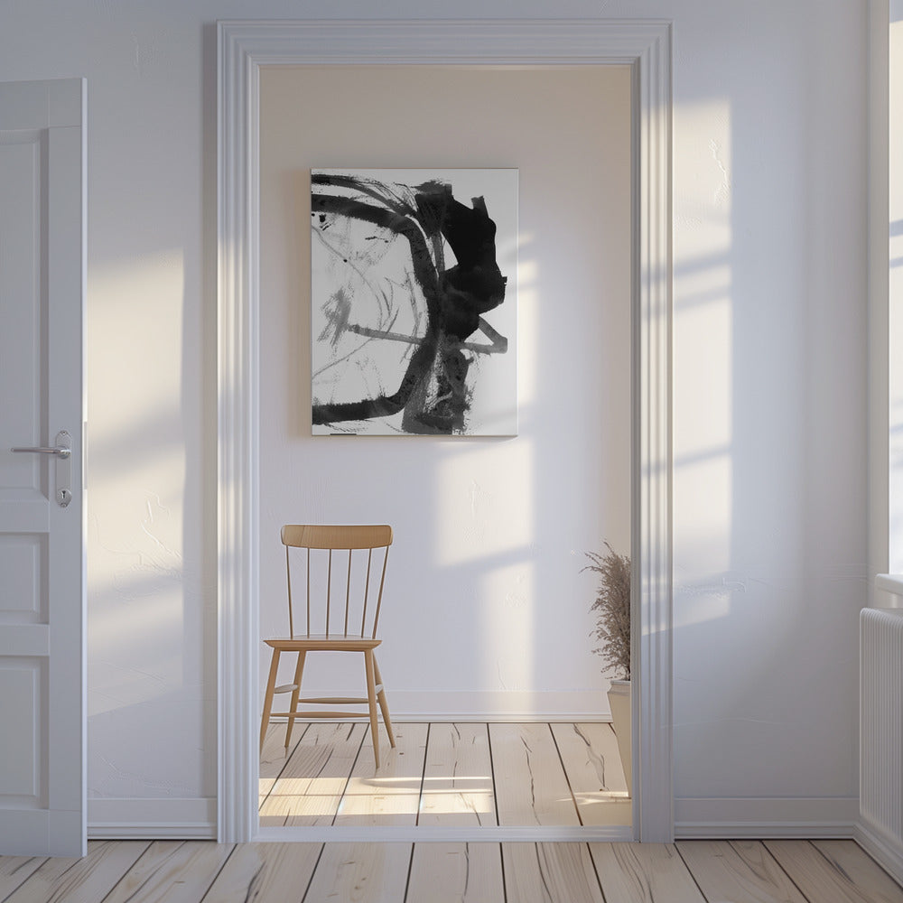 Black &amp; Grey Ink Abstract Art Print | Canvas