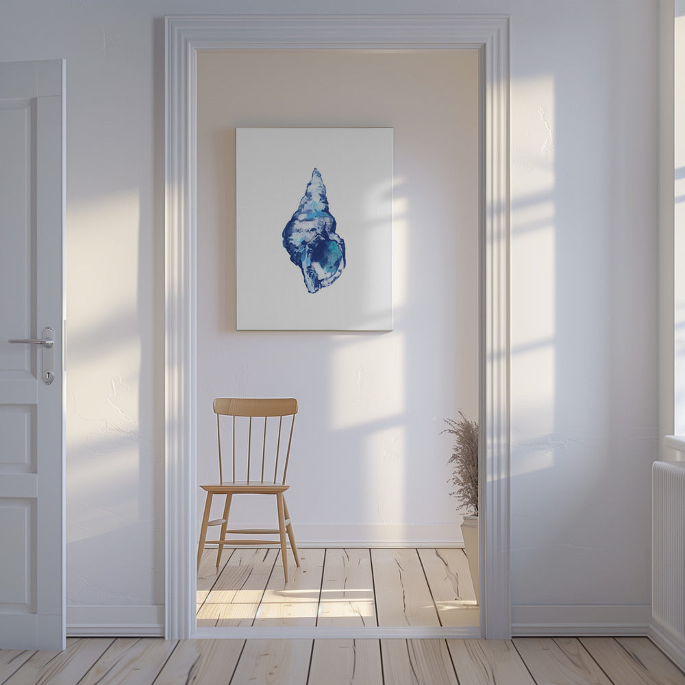 Blue Seashell On White Background No 2 | Canvas