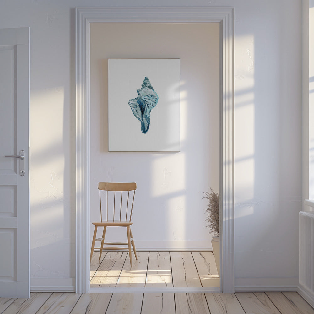 Blue Seashell On White Background No4 | Canvas