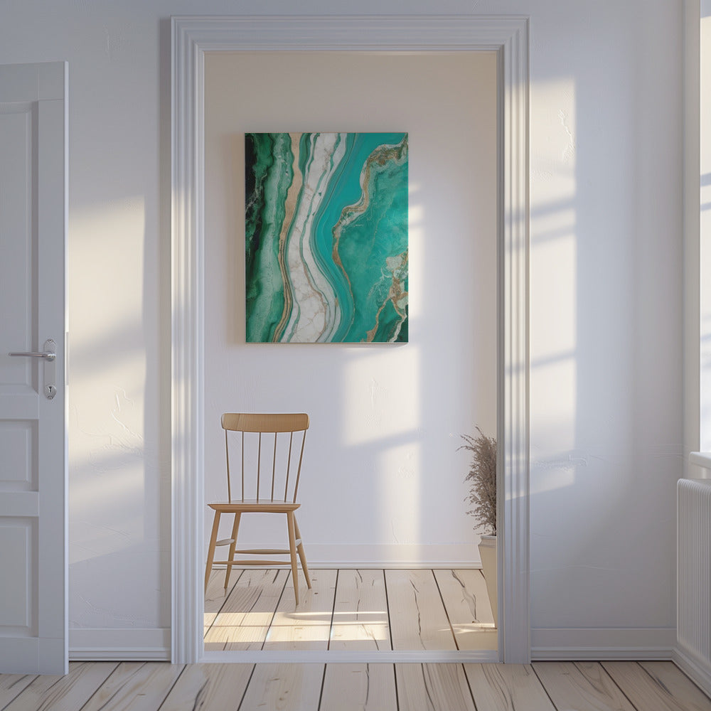 Green And Turquoise Patterns With Marbled Textures | Canvas