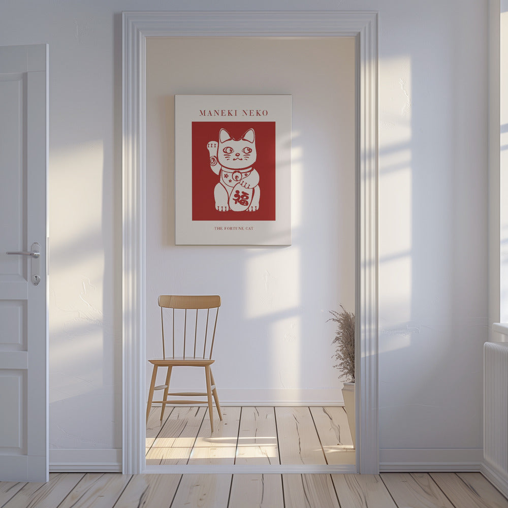 Maneki-Neko Cat Red | Canvas