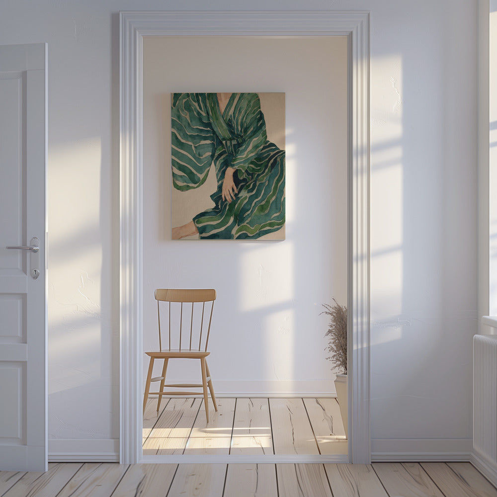 Green Kimono Flow | Canvas