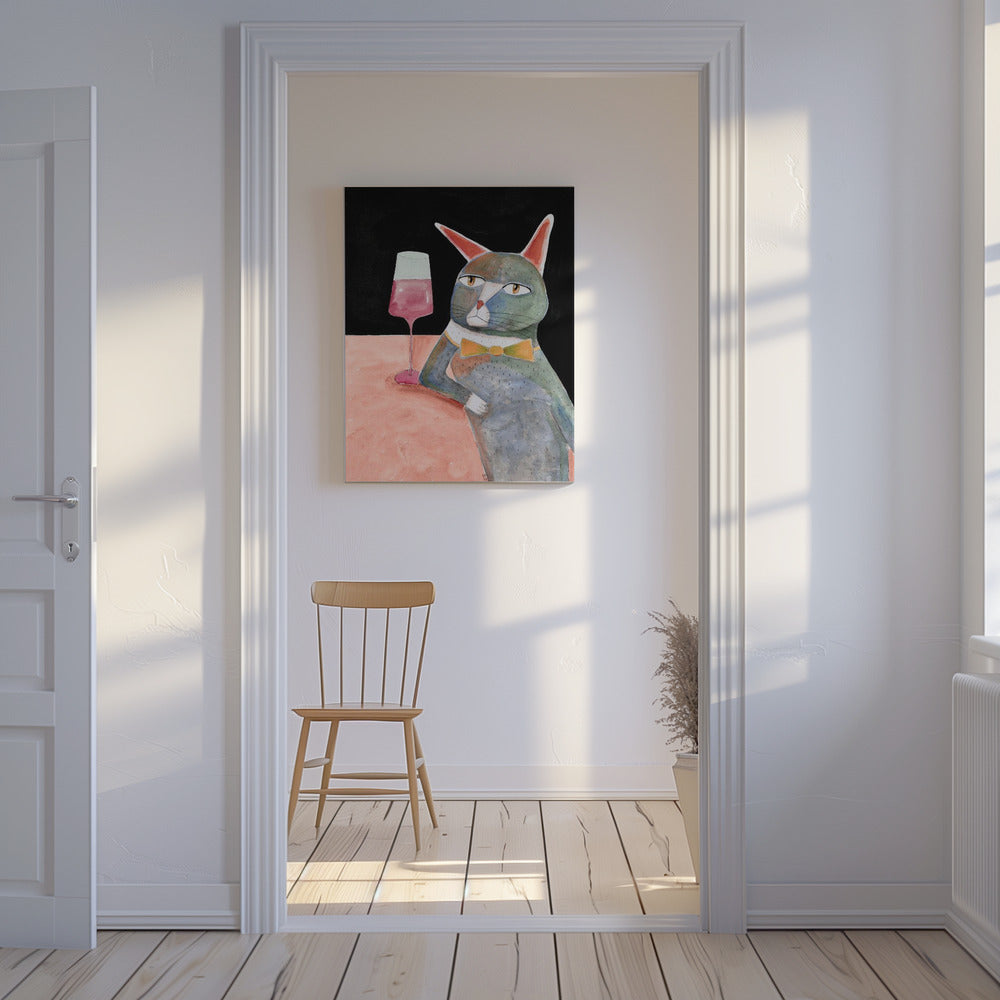 Bar Cat with Bow Tie | Canvas