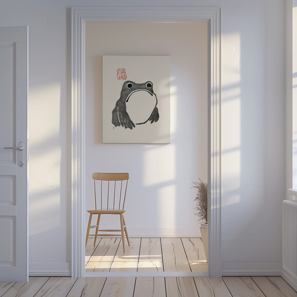 Grumpy Frog I Black | Canvas