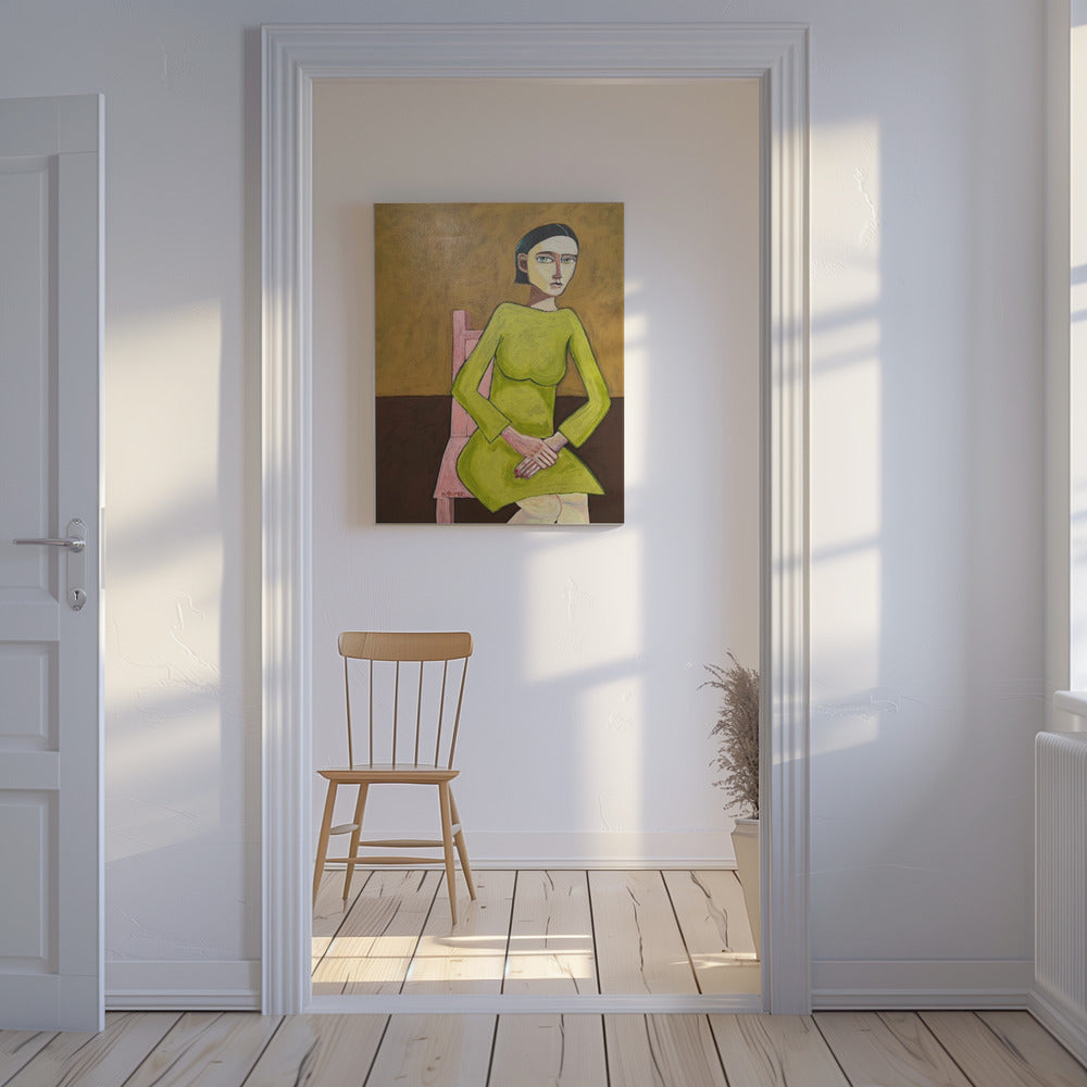 The Good Listener Lady Sitting on Chair | Canvas