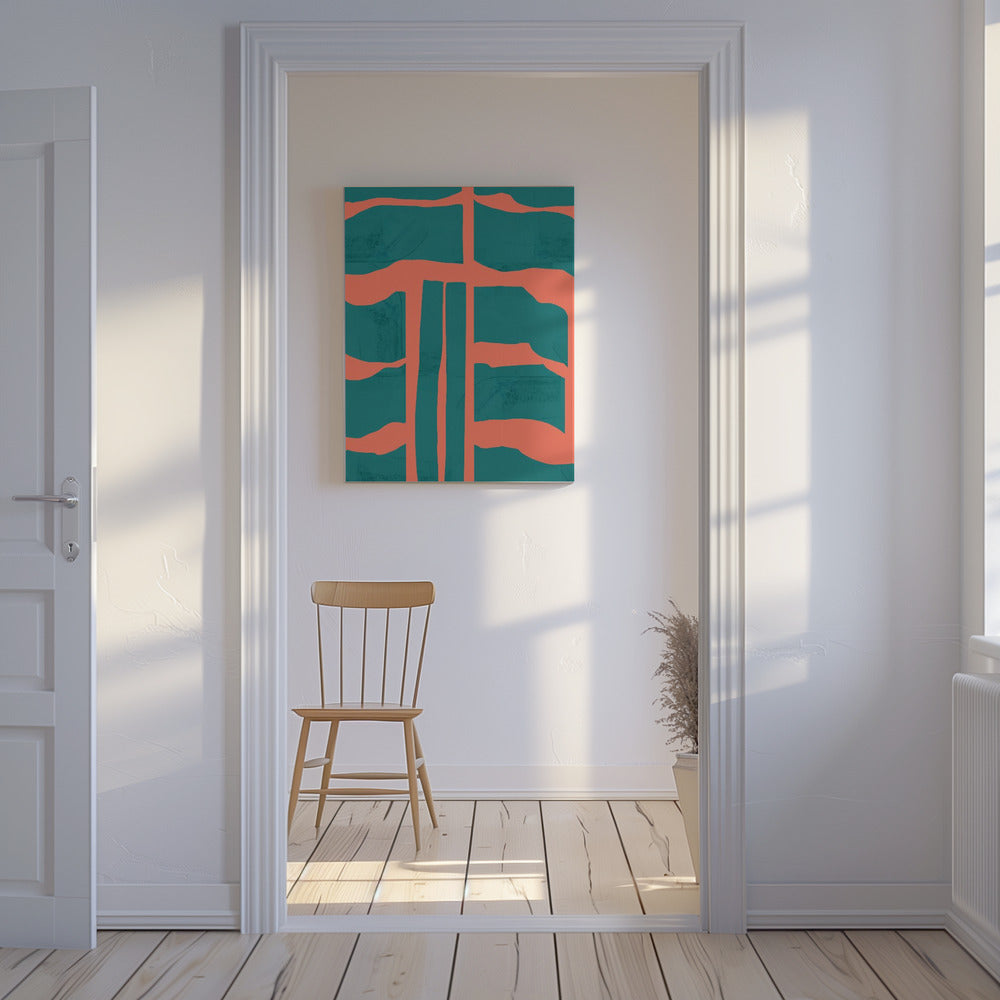 Turquoise &amp; Coral Abstraction 1 | Canvas