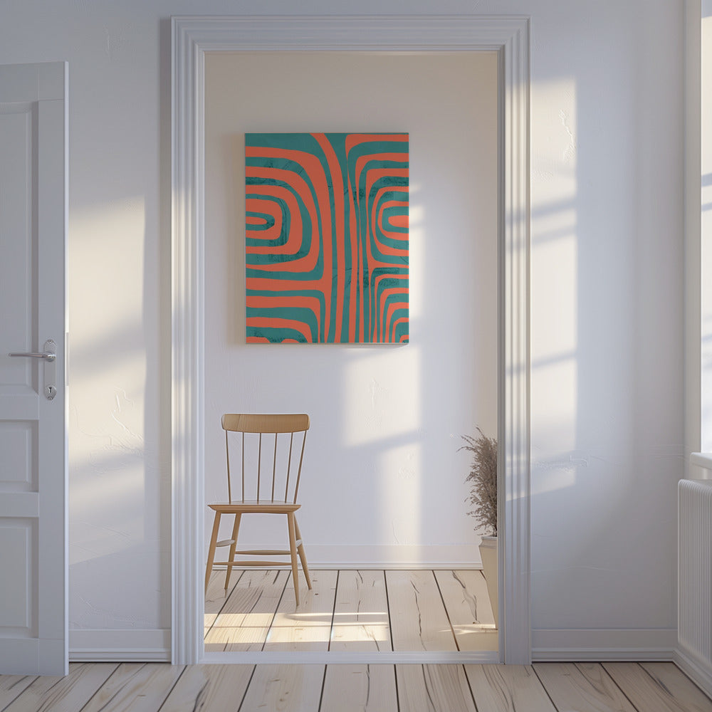 Turquoise &amp; Coral Abstraction 2 | Canvas