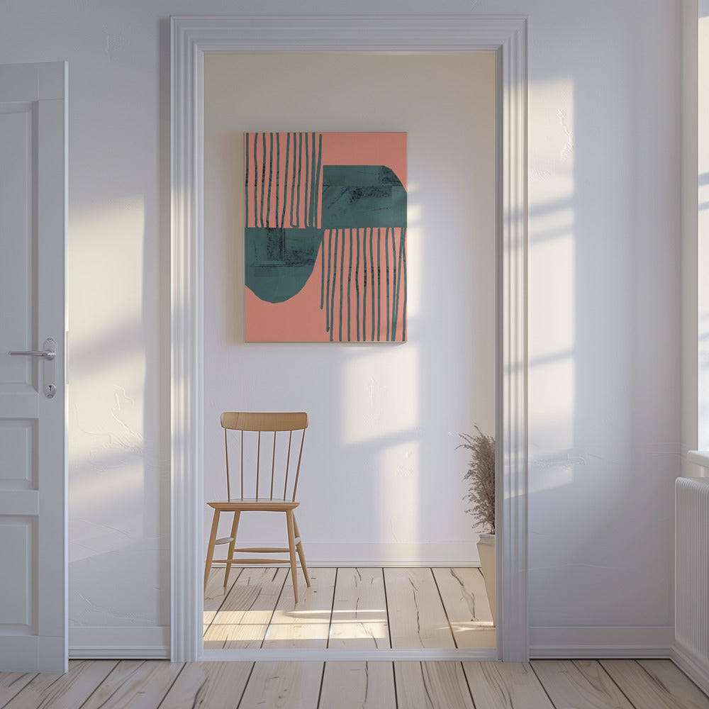 Turquoise &amp; Coral Abstraction 6 | Canvas
