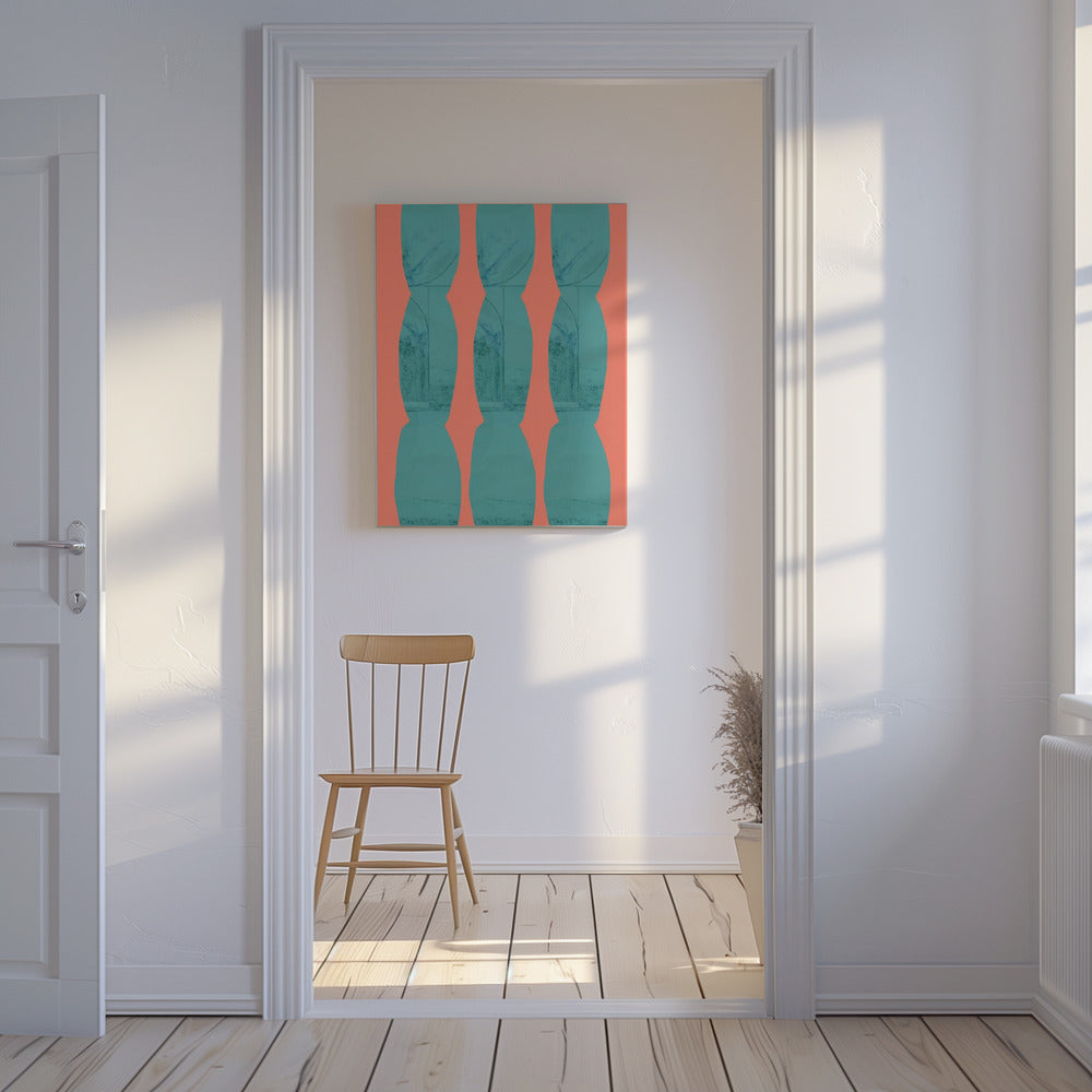 Turquoise &amp; Coral Abstraction 7 | Canvas