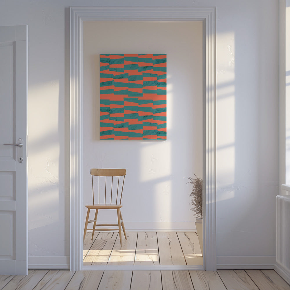 Turquoise &amp; Coral Abstraction 9 | Canvas