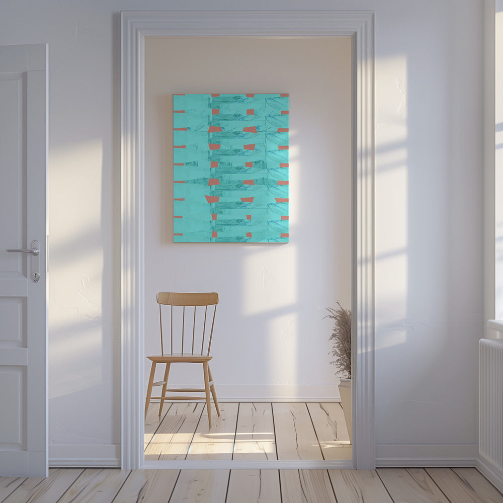 Turquoise &amp; Coral Abstraction 8 | Canvas