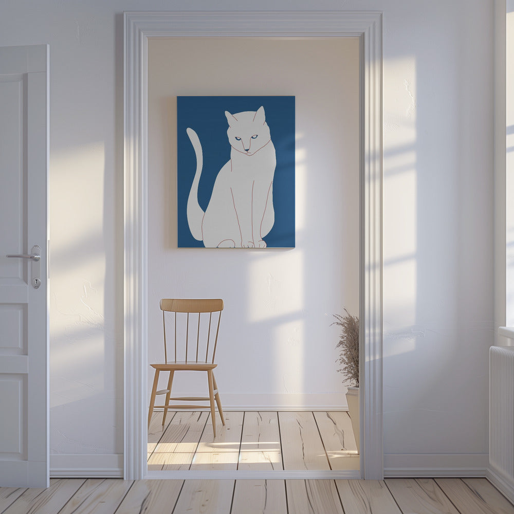 White and blue cat | Canvas