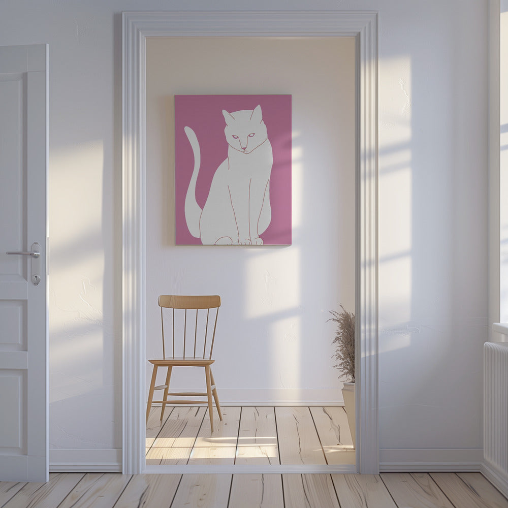 White and pink cat | Canvas