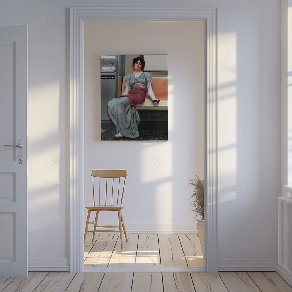 A Woman in Ancient Attire Seated in a Subway | Canvas
