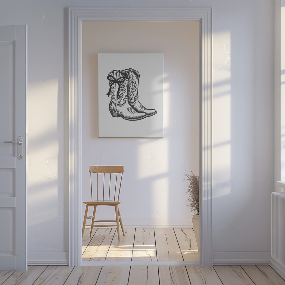 Black Cowgirl Boots with Bow | Canvas