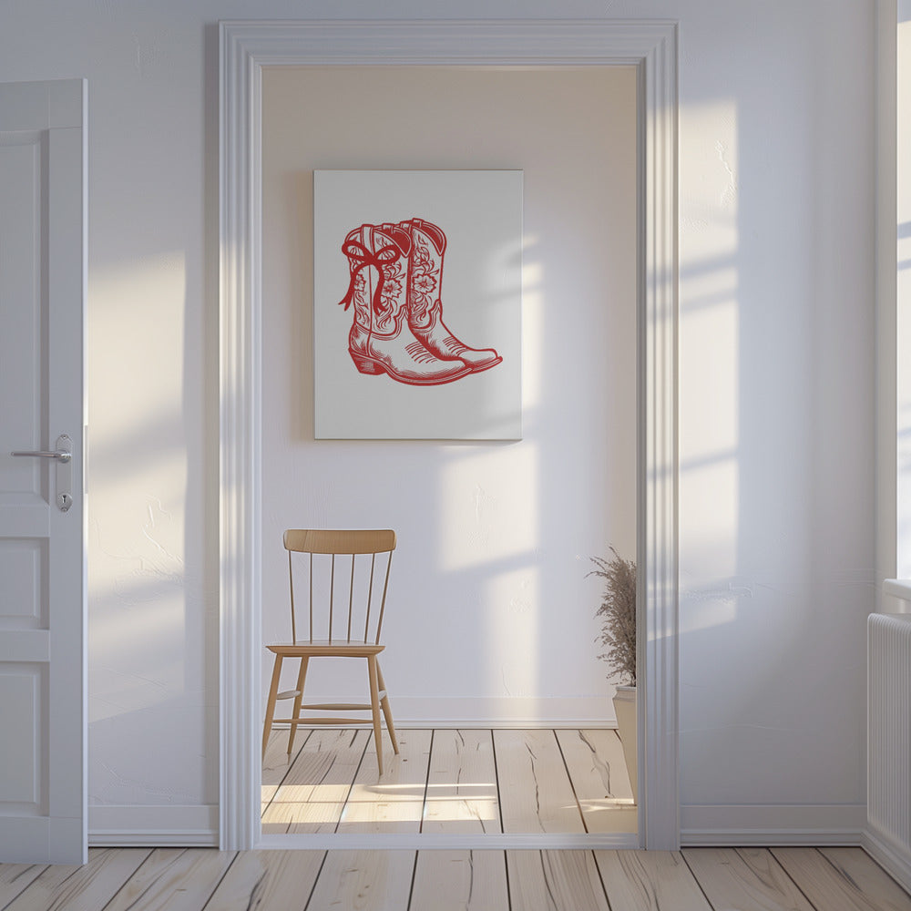 Red Cowgirl Boots with Bow | Canvas