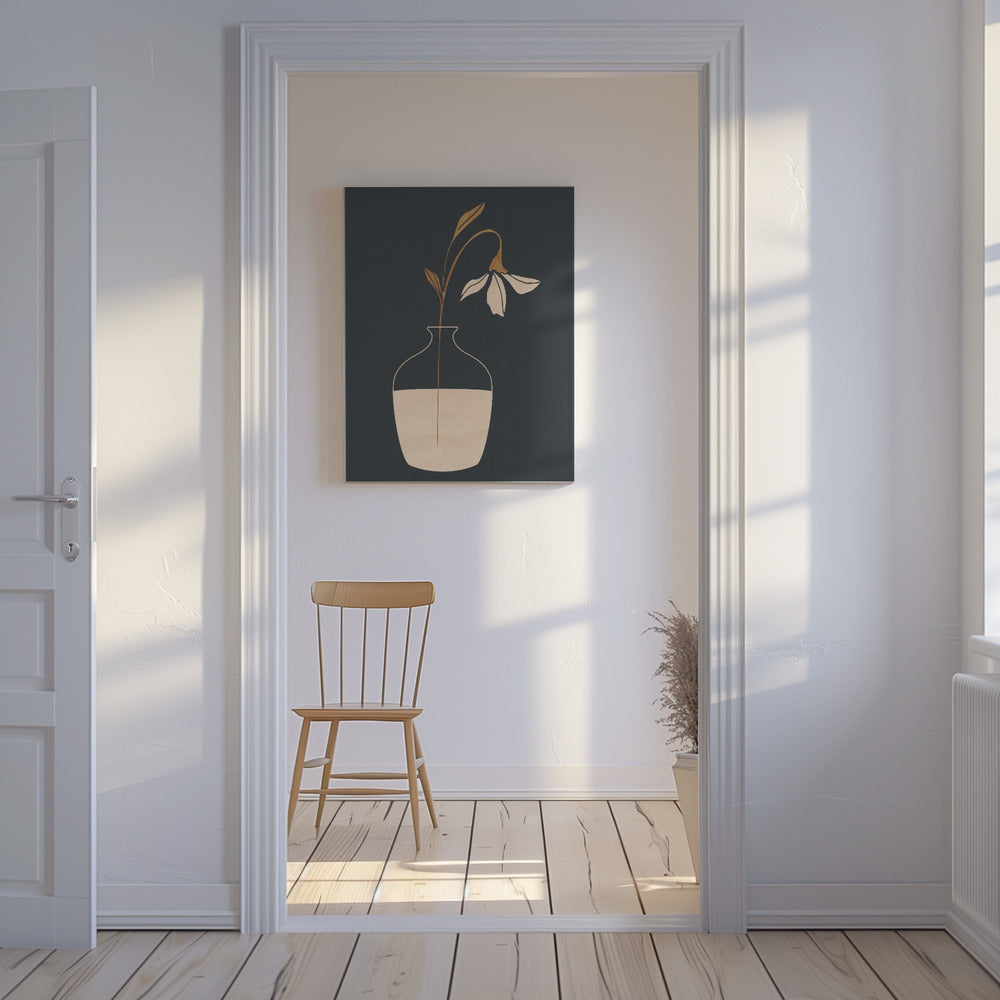 Minimal Abstract Art Vase Flower | Canvas