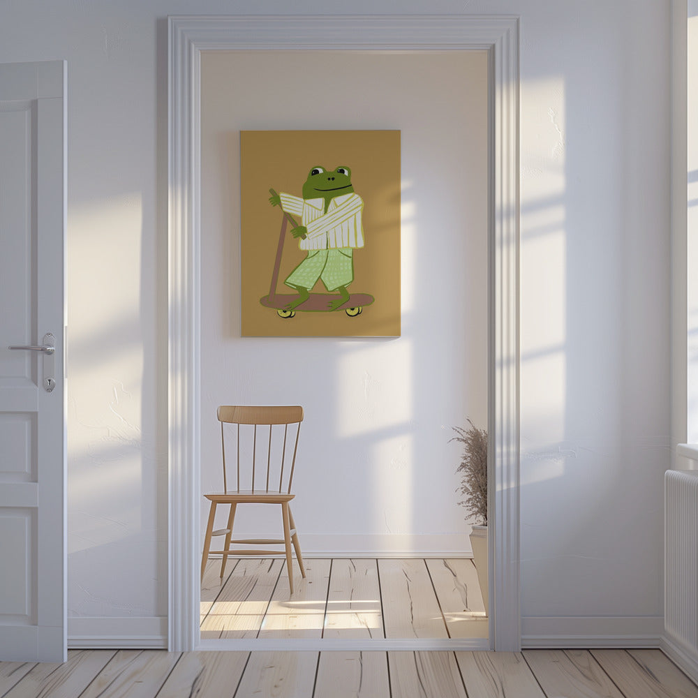 Frog on scooter | Canvas