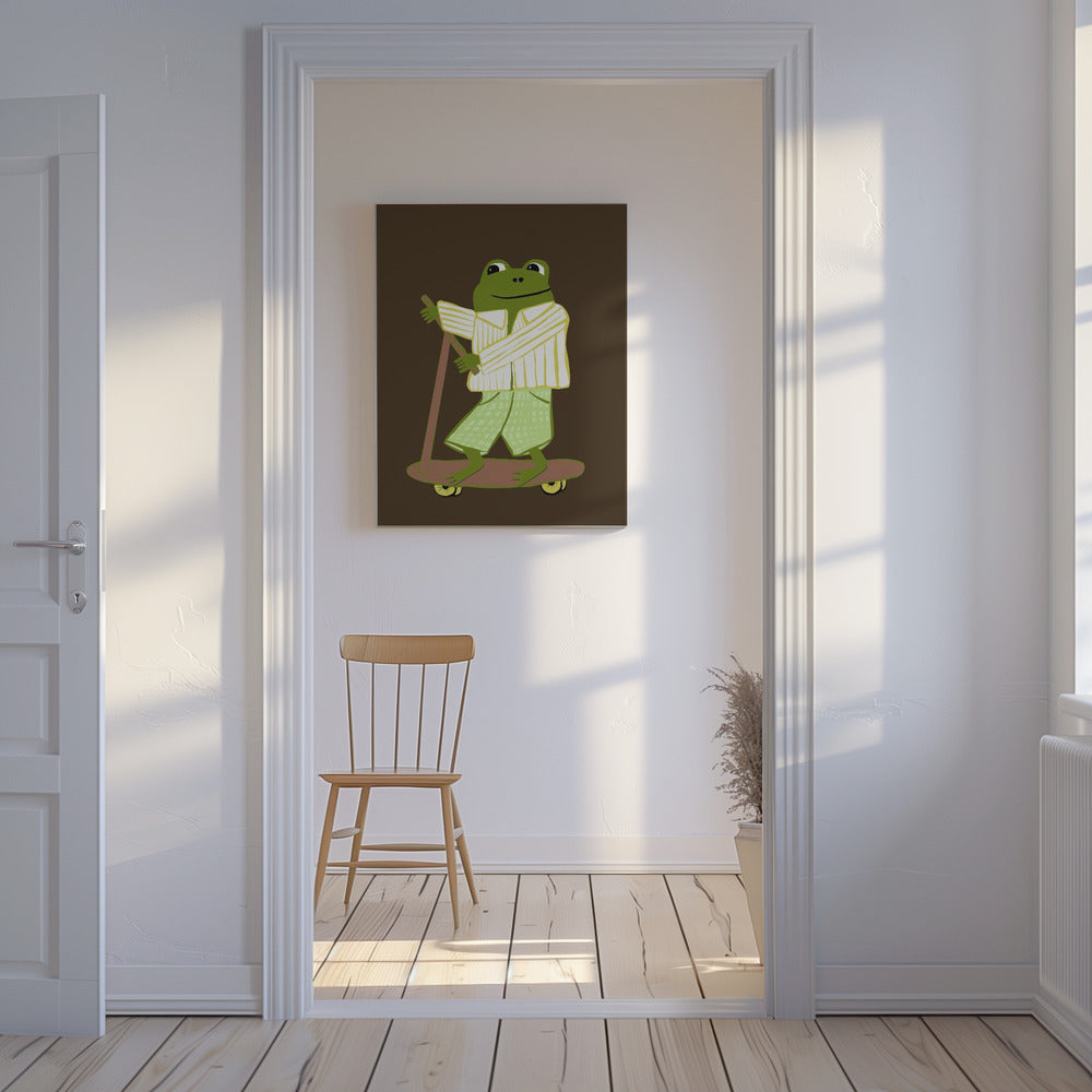 Frog on scooter | Canvas