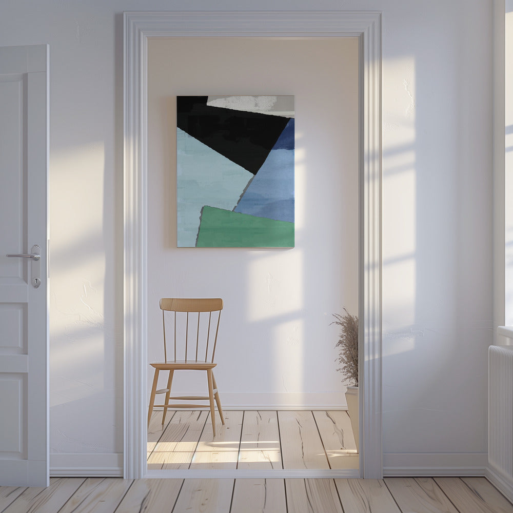 Abstract Blocks in Blue, Green and Black | Canvas