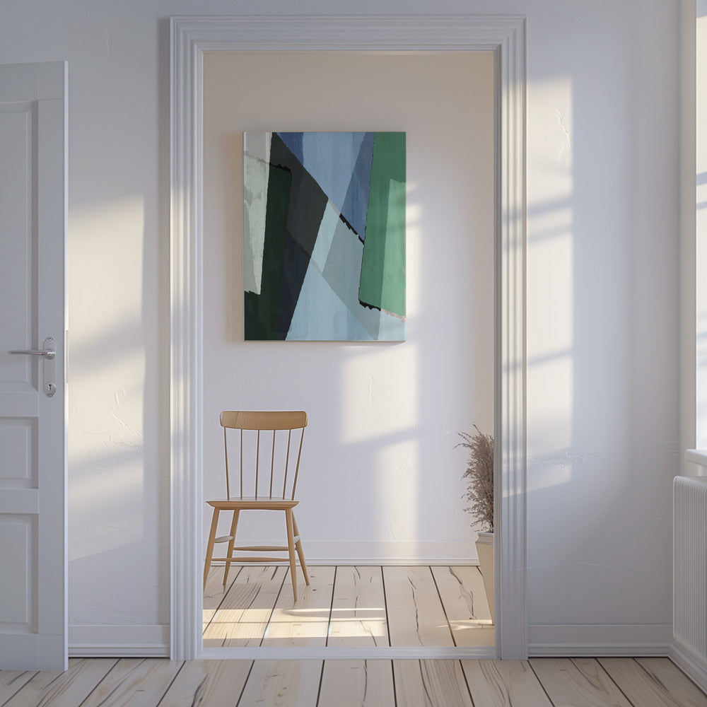 Abstract Blocks in Blue, Green and Black | Canvas