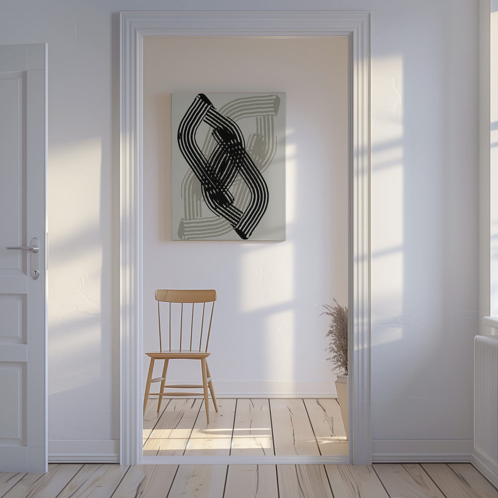 Abstract Curves in Black and Grey | Canvas