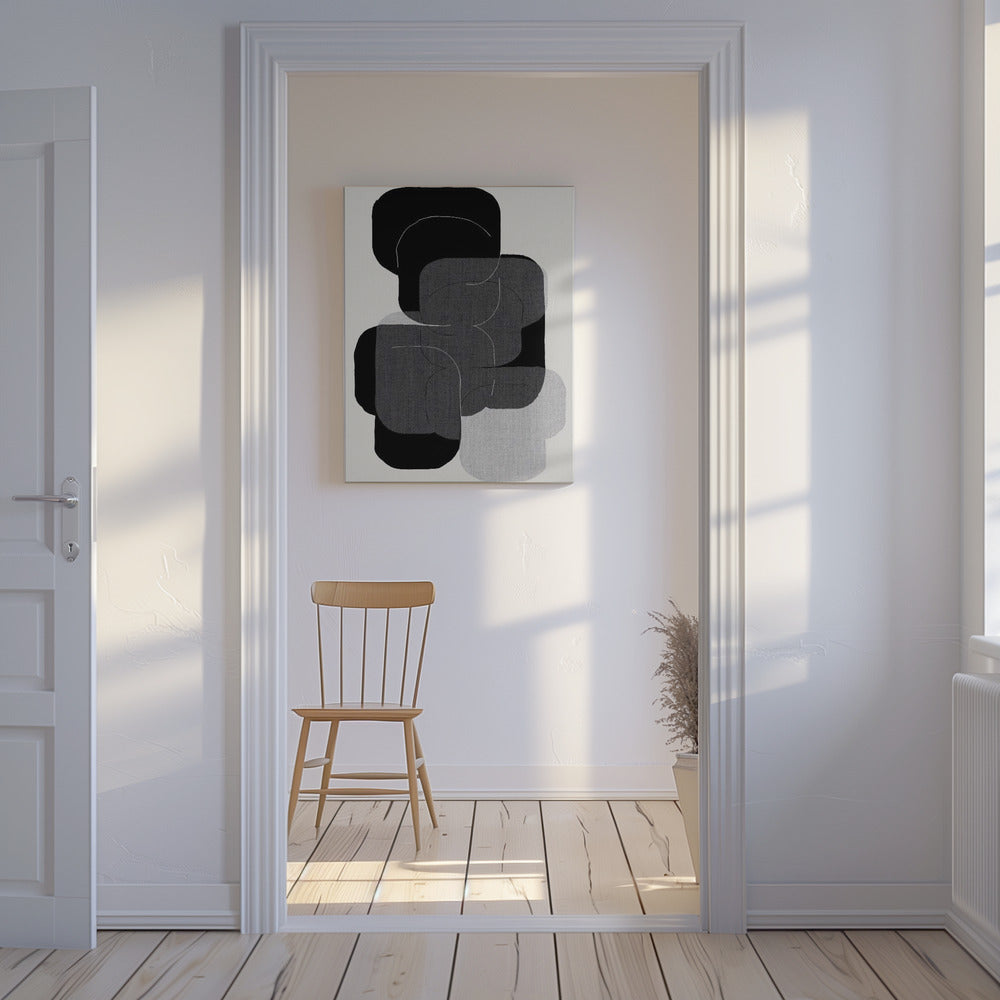 Abstract Forms in Black, Grey and White | Canvas