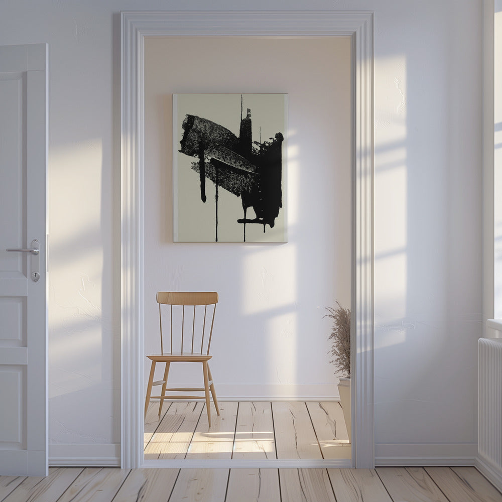 Abstract Brushstrokes in Black and Cream | Canvas