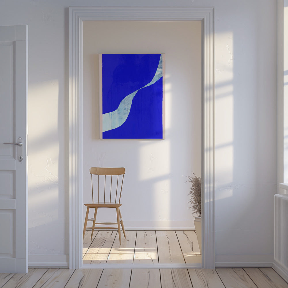Blue Background With A Dynamic White Curve | Canvas