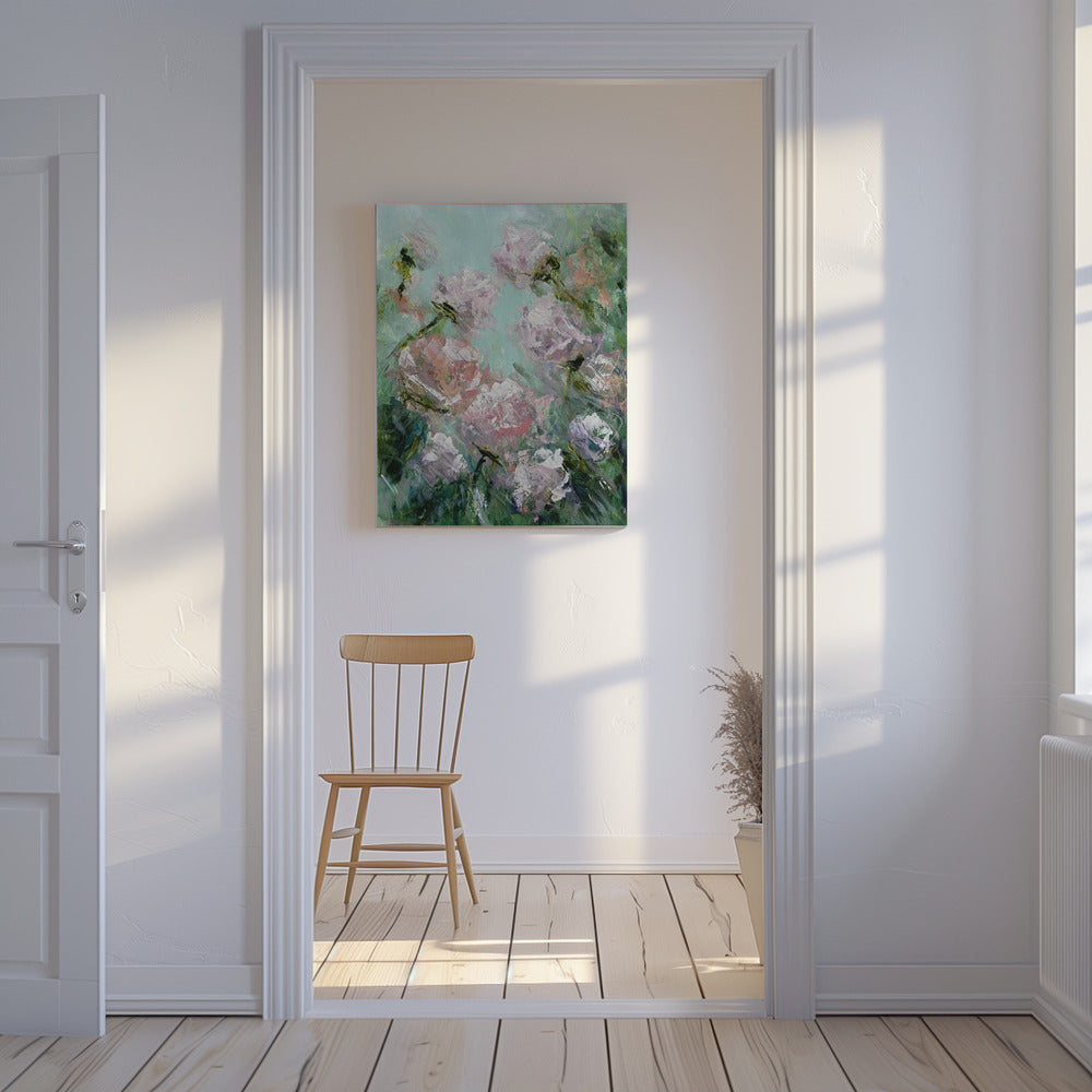 Floral Brushstrokes in Pink and Green | Canvas